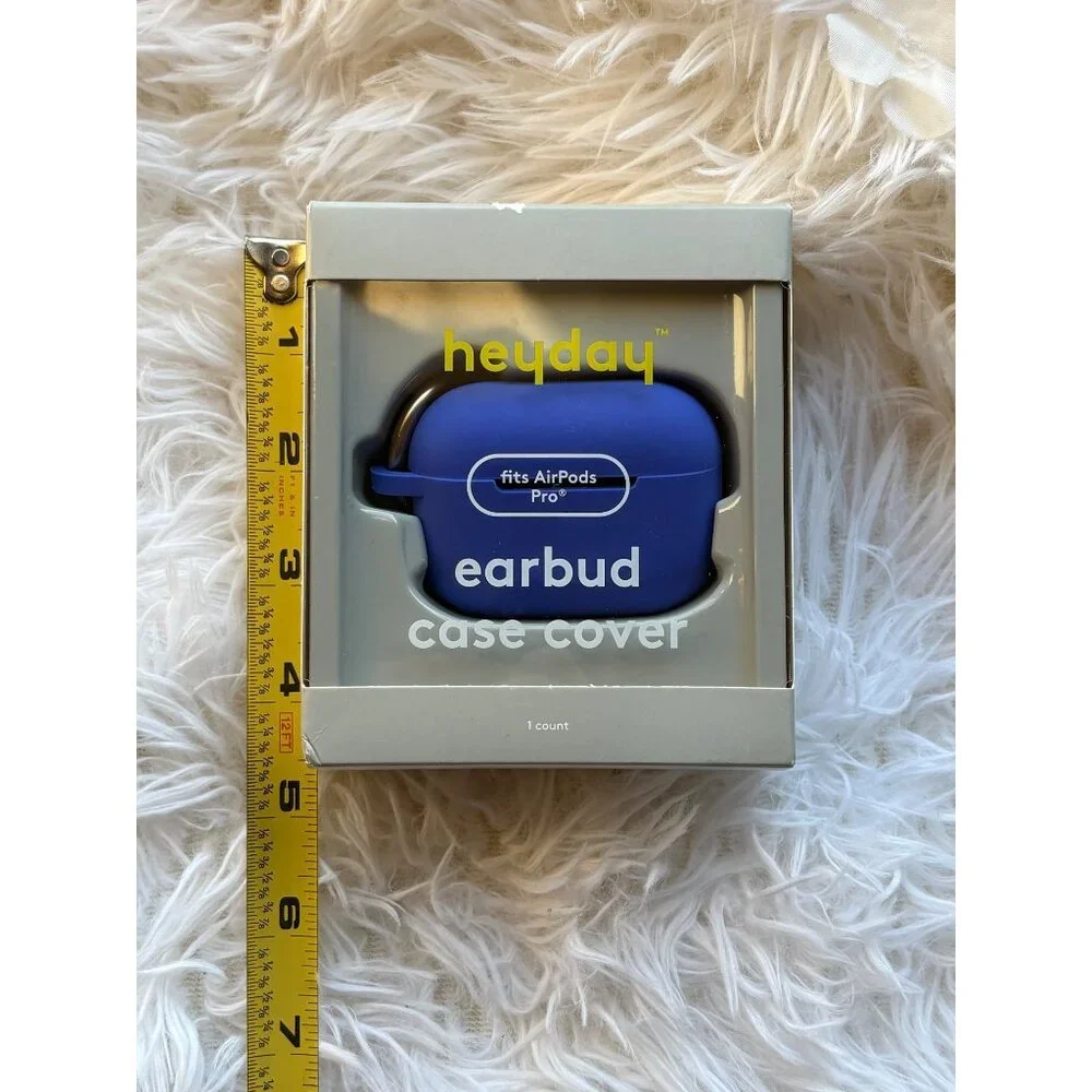 Heyday Blue Earbud Case Cover For AirPods Pro With Carabiner Clip Wireless Charg